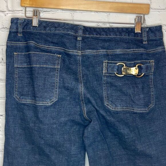 Michael Kors Dark Wash Women’s Jeans size 12 Gold buckle back pocket - Picture 3 of 7